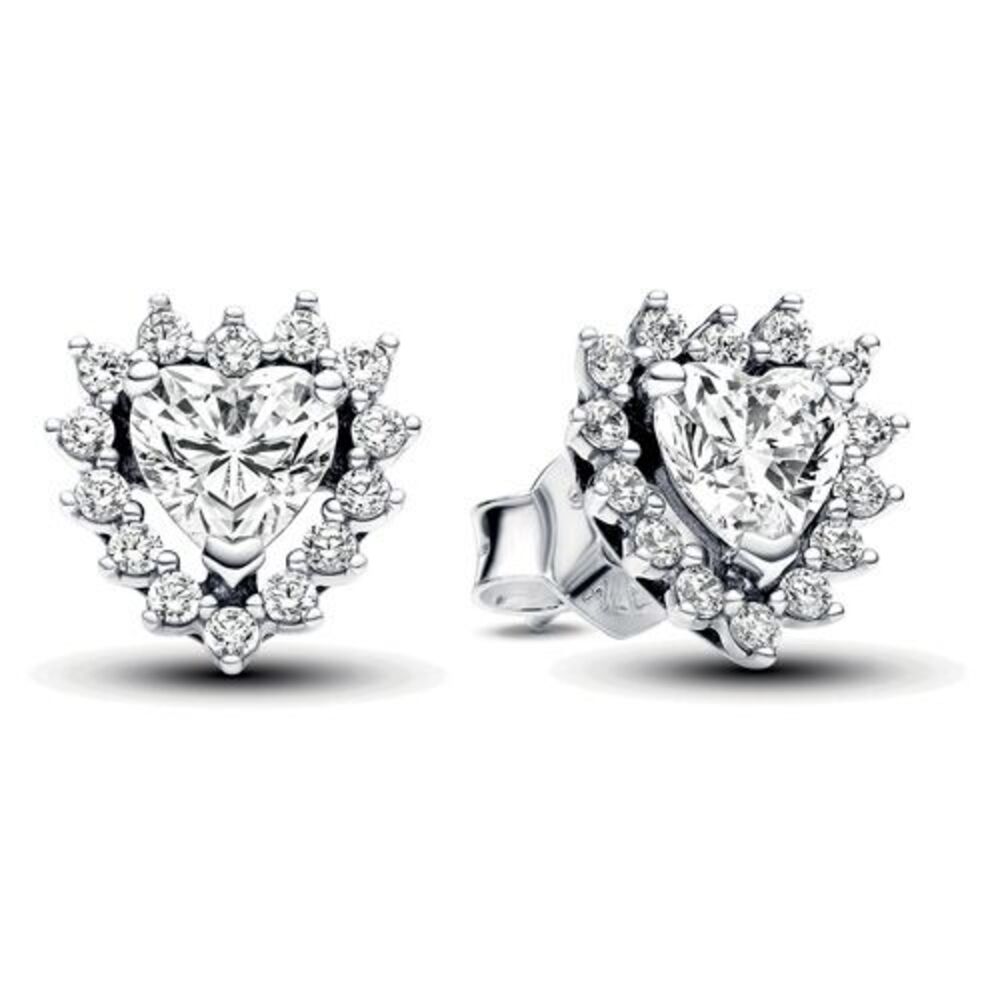 Pandora Sparkling Heart Halo Stud Earrings - Picture 1 of 3